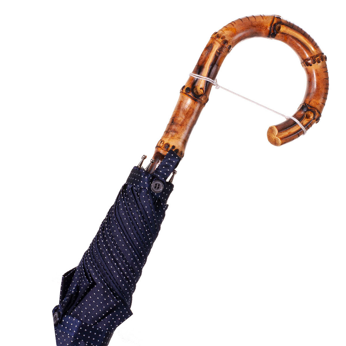 Solid Whangee umbrella polka dot white & blue