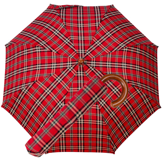 Tm 100. 58  Dark red  tartan folding umbrella