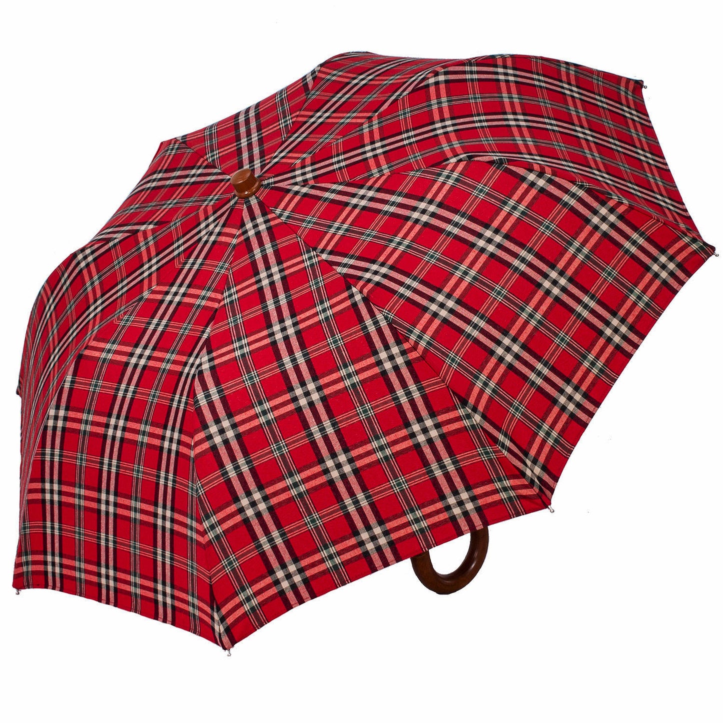 Tm 100. 58  Dark red  tartan folding umbrella