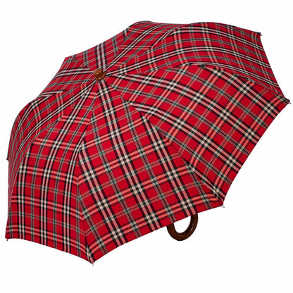Tm 100. 58  Dark red  tartan folding umbrella