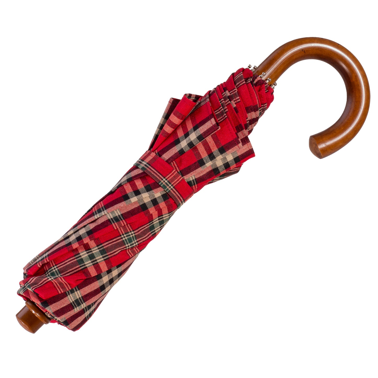 Tm 100. 58  Dark red  tartan folding umbrella