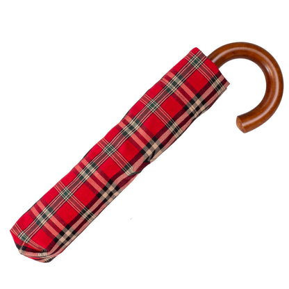 Tm 100. 58  Dark red  tartan folding umbrella