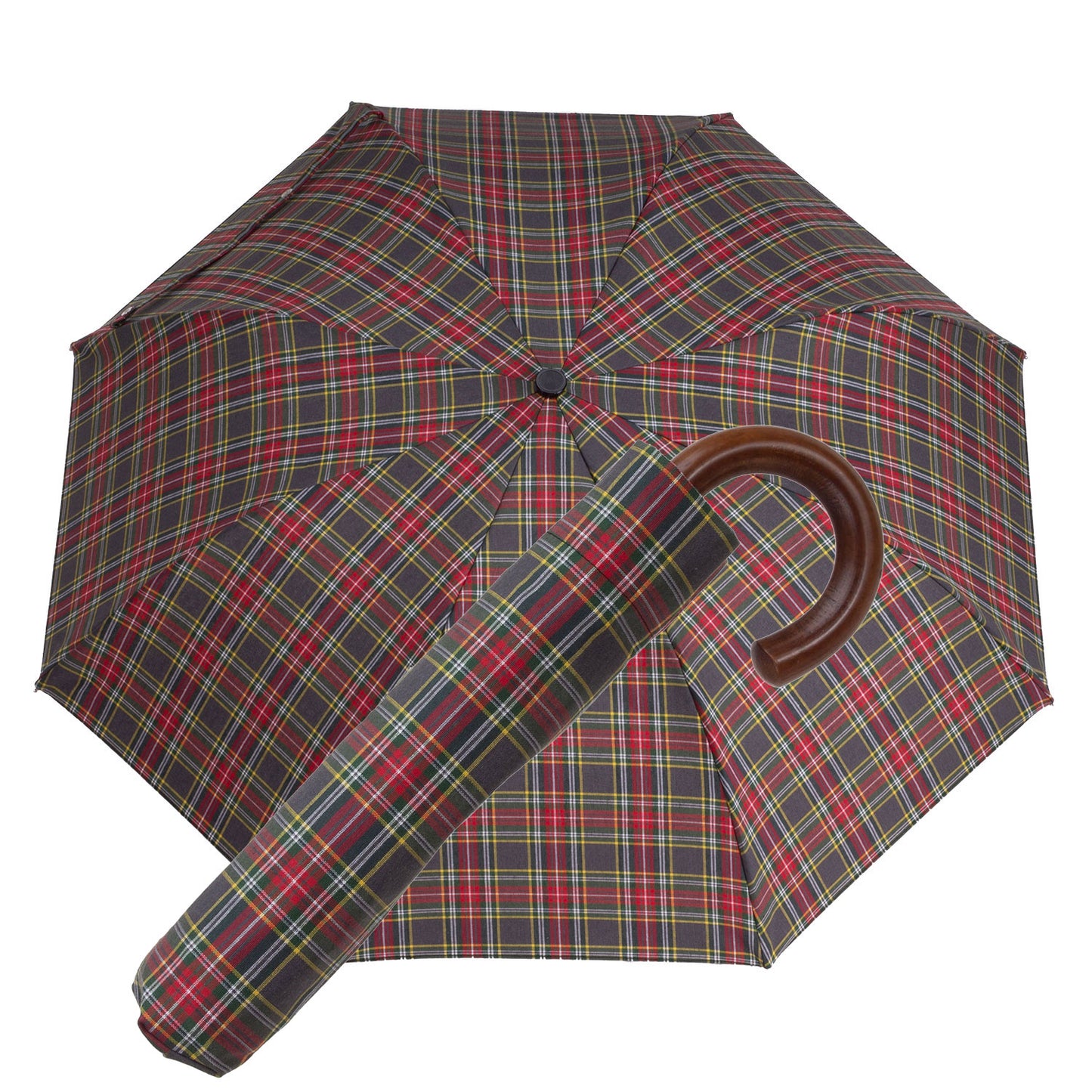 Tm 100. 59 Grey red tartan folding umbrella