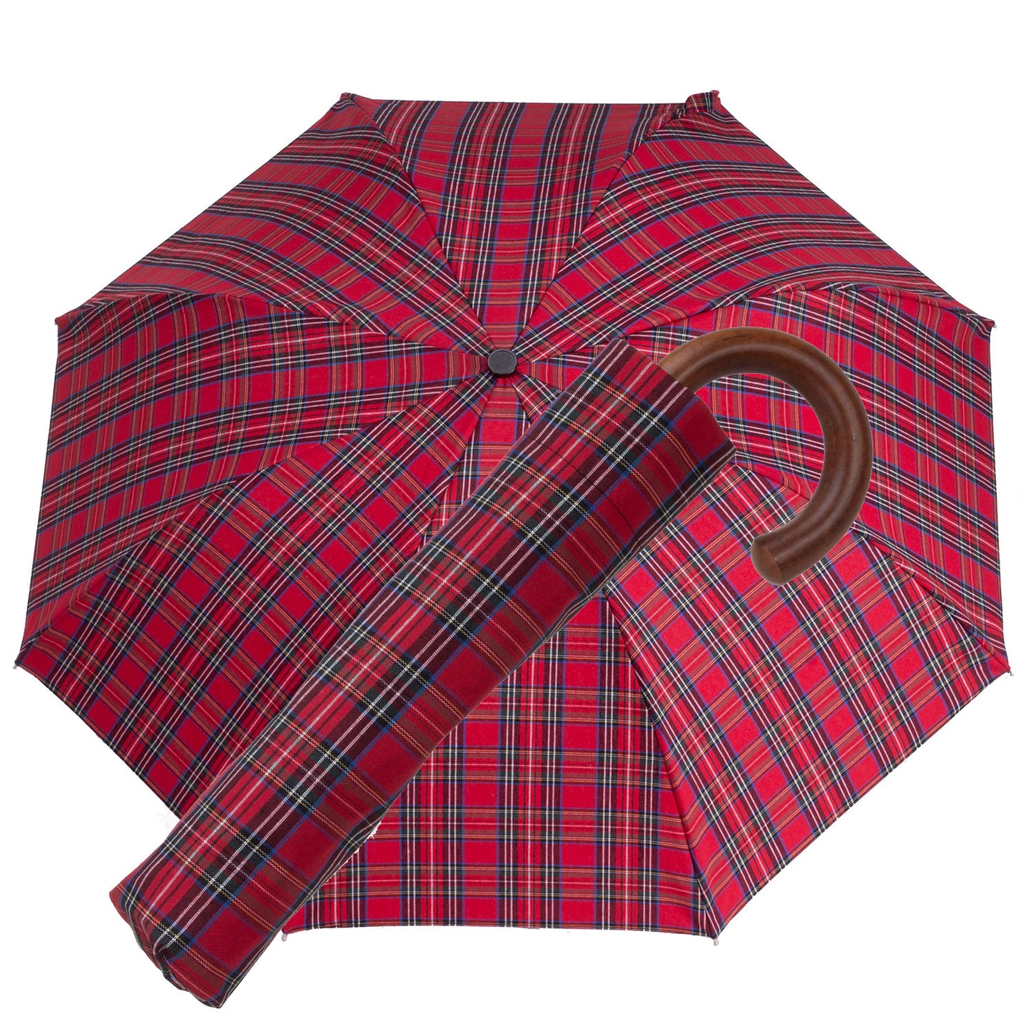 Tm 100. 61  Red blue tartan folding umbrella