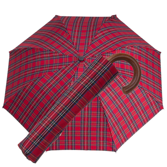 Tm 100. 61  Red blue tartan folding umbrella