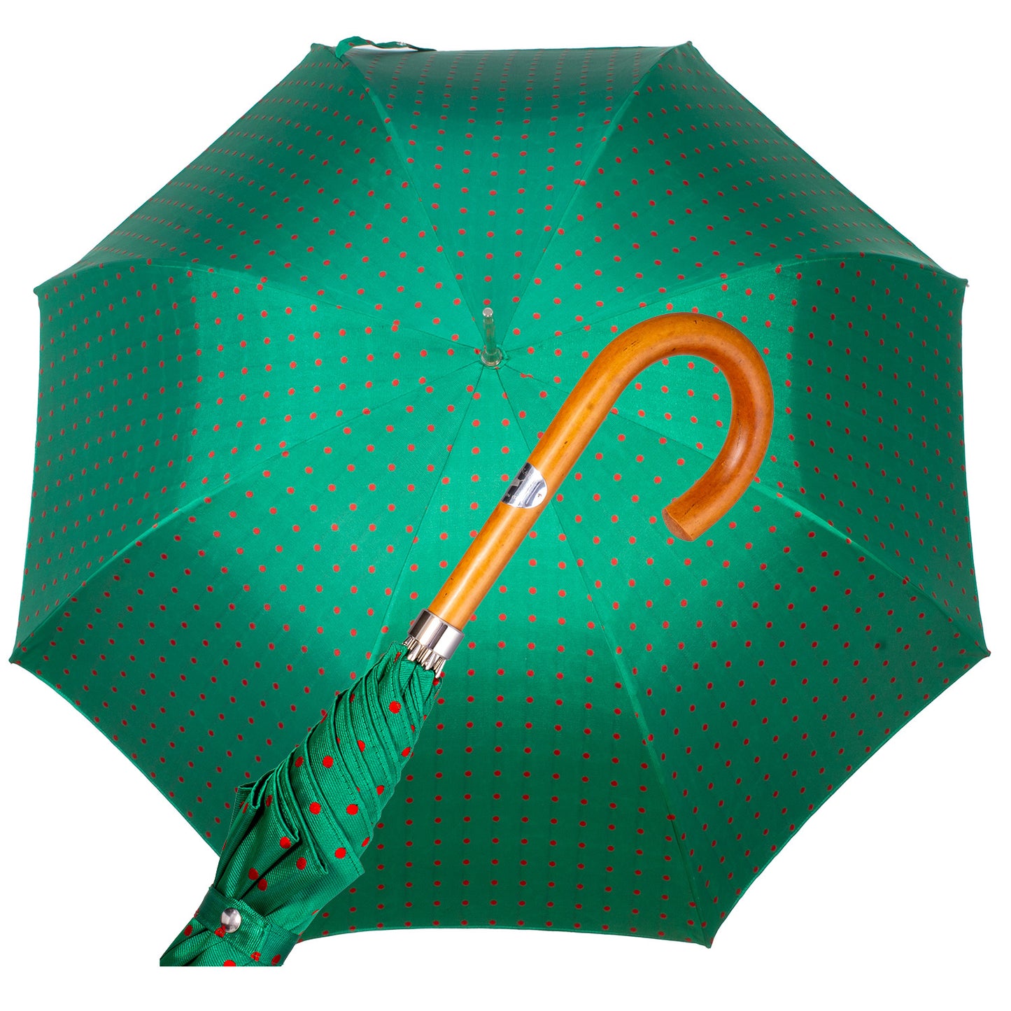 A11000.1 Ombrelli Fornara Automatico Donna Green Red polka dots