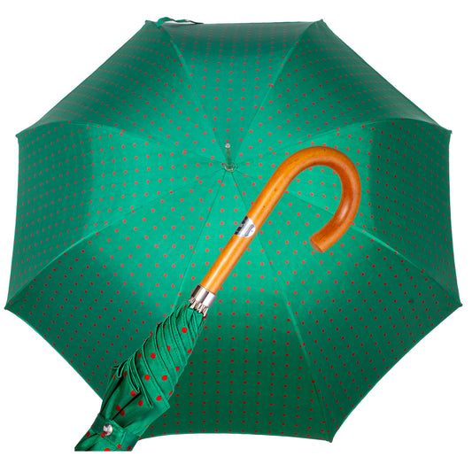 A11000.1 Ombrelli Fornara Automatico Donna Green Red polka dots
