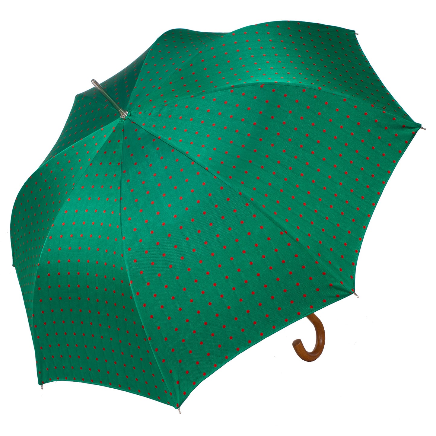 A11000.1 Ombrelli Fornara Automatico Donna Green Red polka dots