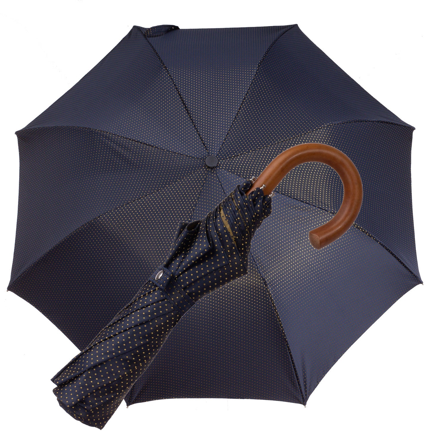 Tm 8600.3   Blue with polka dots yellow folding umbrella