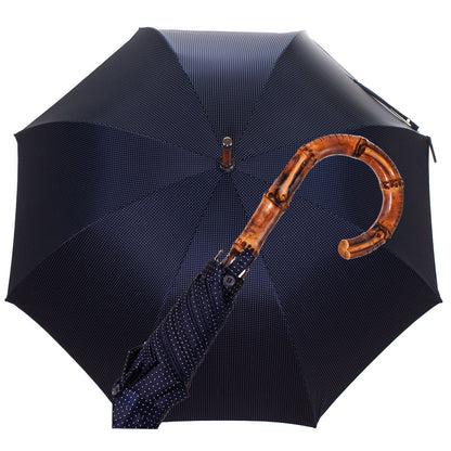 Solid Whangee umbrella  polka dot white & blue