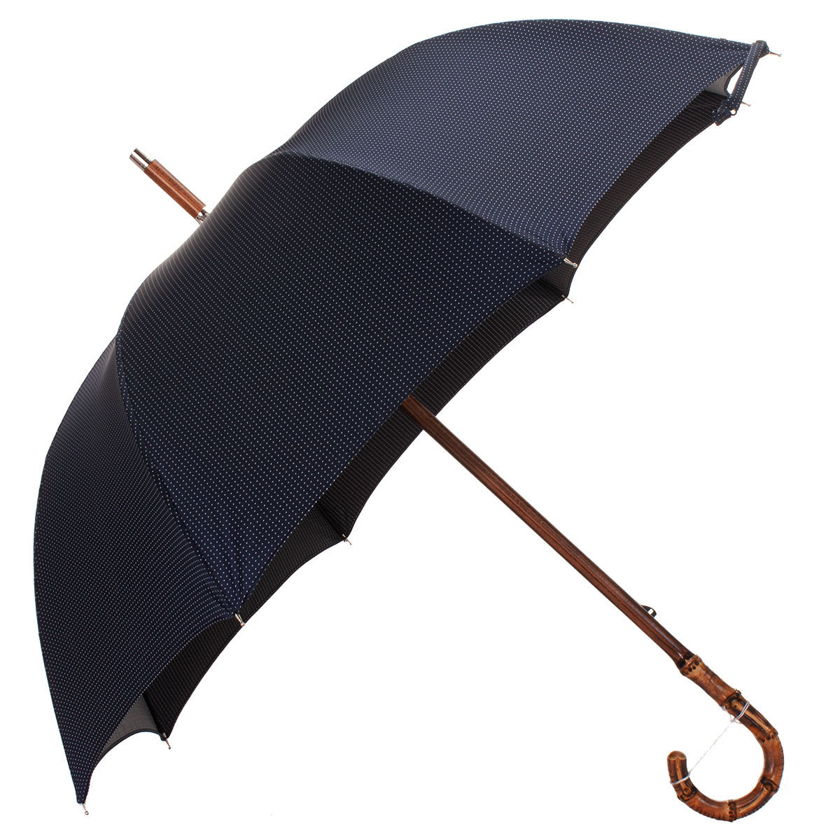 Solid Whangee umbrella  polka dot white & blue