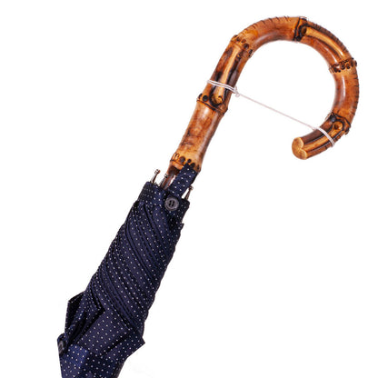 Solid Whangee umbrella  polka dot white & blue