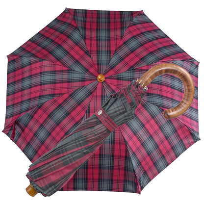 Tm 100.  2  Burgundy  tartan folding umbrella