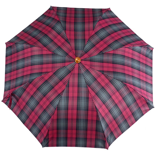 Tm 100.  2  Burgundy  tartan folding umbrella
