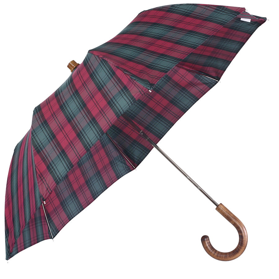 Tm 100.  2  Burgundy  tartan folding umbrella