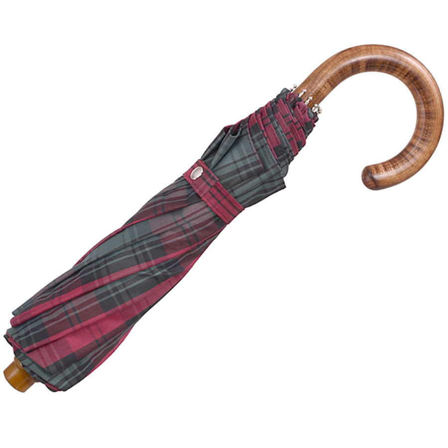Tm 100.  2  Burgundy  tartan folding umbrella