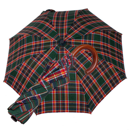 Tm 100. 42  Green red tartan folding umbrella