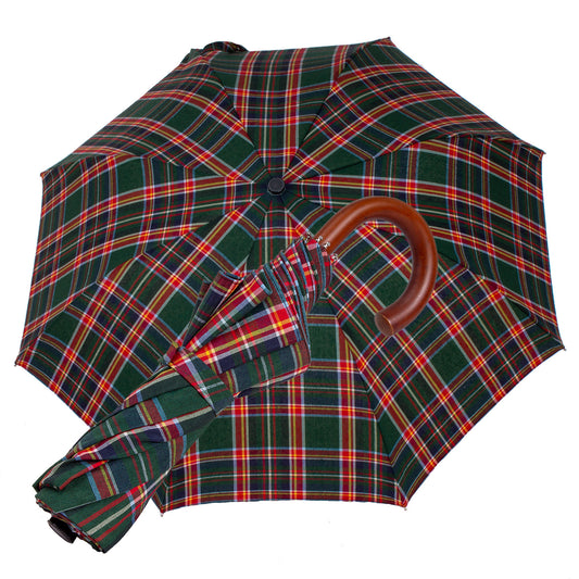 Tm 100. 42  Green red tartan folding umbrella