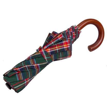 Tm 100. 42  Green red tartan folding umbrella