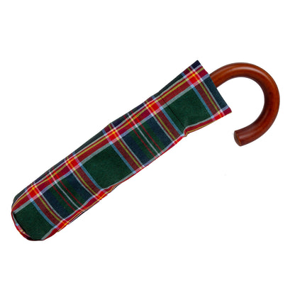 Tm 100. 42  Green red tartan folding umbrella
