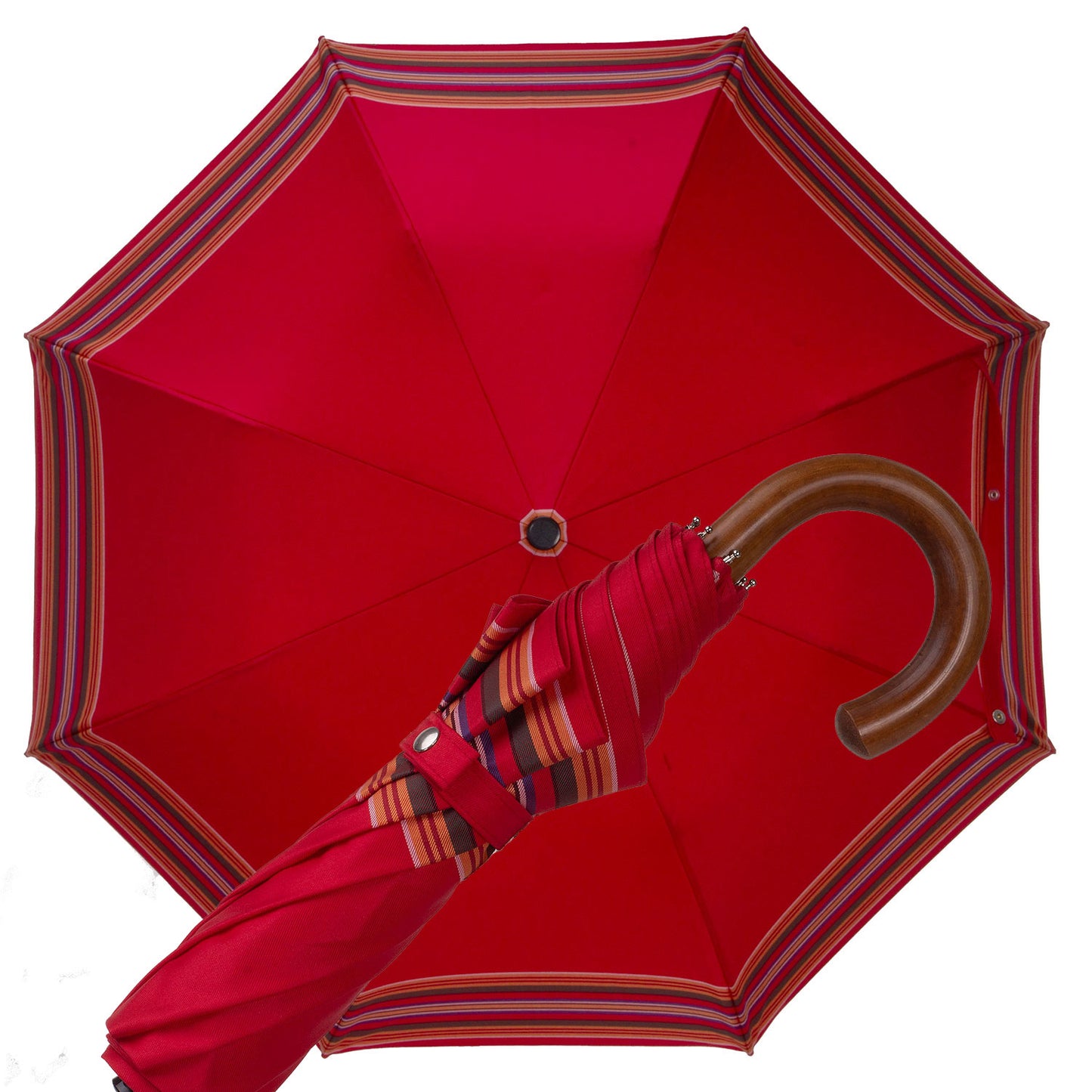 Ombrello pieghevole bordo romano rosso