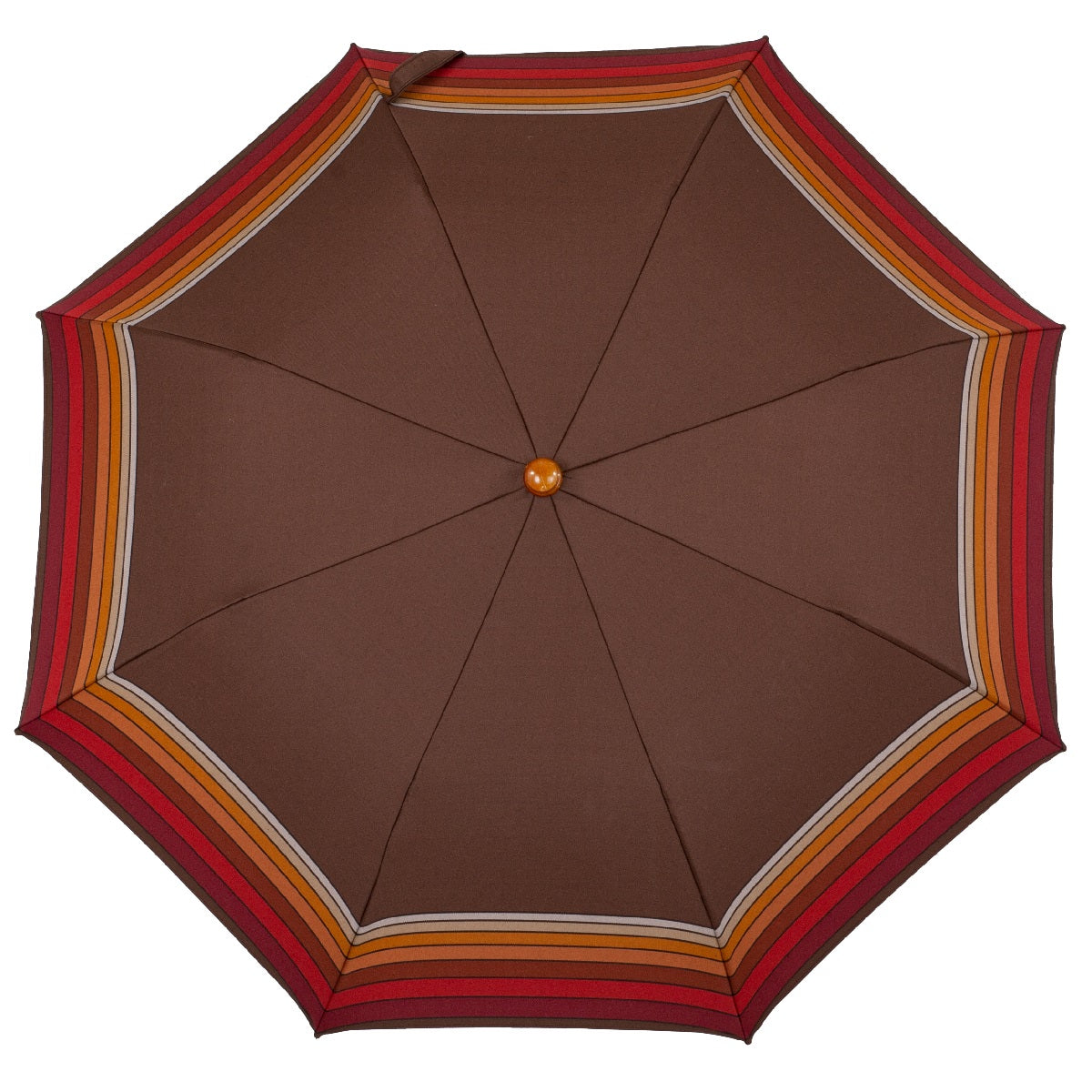 Tm 105 4  Brown folding umbrella with striped edge