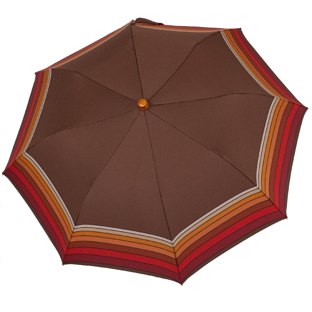 Tm 105 4  Brown folding umbrella with striped edge