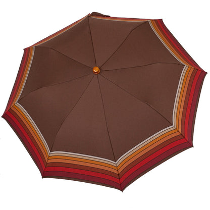 Tm 105 4  Brown folding umbrella with striped edge