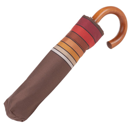 Tm 105 4  Brown folding umbrella with striped edge