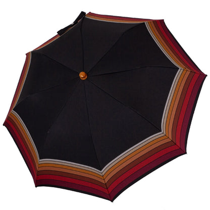 Black folding umbrella with striped edge