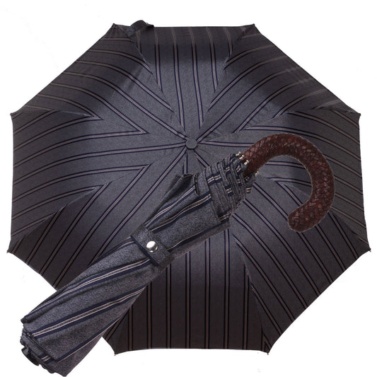 Tm 11800. 3  Folding  umbrella grey blue stripes